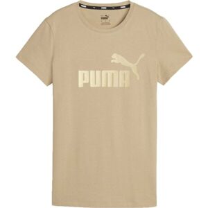 Puma ESSENTIALS+ METALLIC LOGO TEE Dámské tričko, béžová, velikost