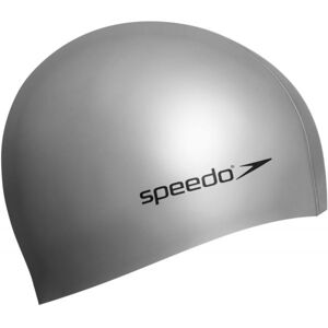 Speedo PLAIN FLAT CAP Plavecká čepice, stříbrná, velikost